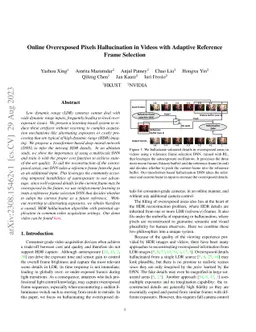 Online Overexposed Pixels Hallucination in Videos with Adaptive
  Reference Frame Selection