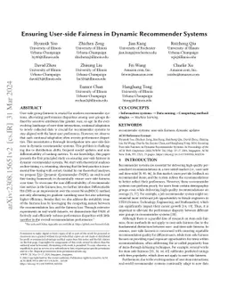 Ensuring User-side Fairness in Dynamic Recommender Systems