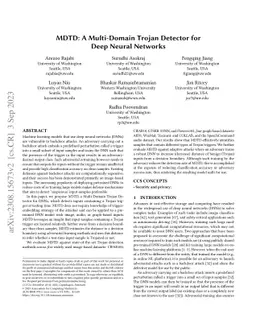 MDTD: A Multi Domain Trojan Detector for Deep Neural Networks