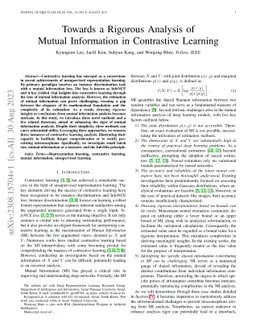 Towards a Rigorous Analysis of Mutual Information in Contrastive
  Learning