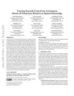 Training Towards Critical Use: Learning to Situate AI Predictions
  Relative to Human Knowledge