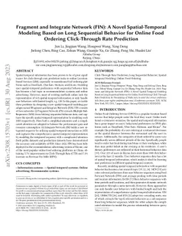 Fragment and Integrate Network (FIN): A Novel Spatial-Temporal Modeling
  Based on Long Sequential Behavior for Online Food Ordering Click-Through Rate
  Prediction