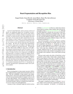 Beard Segmentation and Recognition Bias