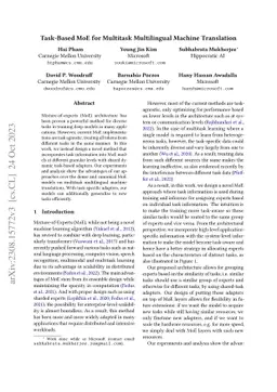 Task-Based MoE for Multitask Multilingual Machine Translation