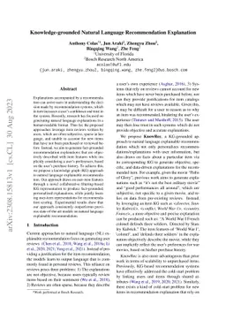 Knowledge-grounded Natural Language Recommendation Explanation