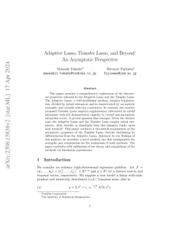 Adaptive Lasso, Transfer Lasso, and Beyond: An Asymptotic Perspective