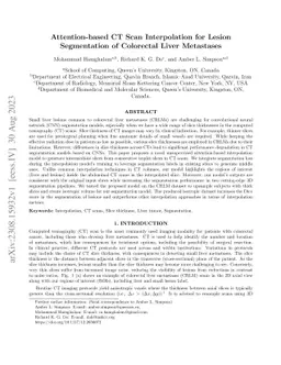 Attention-based CT Scan Interpolation for Lesion Segmentation of
  Colorectal Liver Metastases