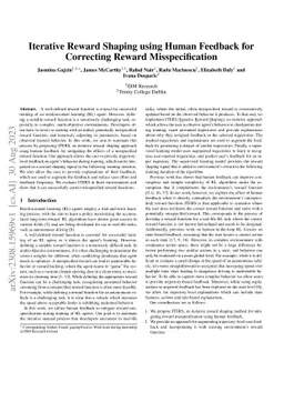 Iterative Reward Shaping using Human Feedback for Correcting Reward
  Misspecification