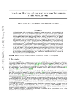Low-Rank Multitask Learning based on Tensorized SVMs and LSSVMs