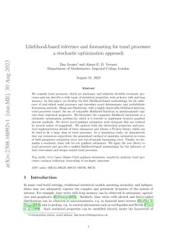 Likelihood-based inference and forecasting for trawl processes: a
  stochastic optimization approach