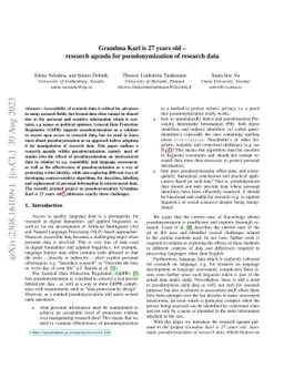 Grandma Karl is 27 years old -- research agenda for pseudonymization of
  research data