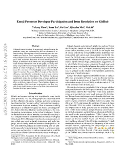 Emoji Promotes Developer Participation and Issue Resolution on GitHub