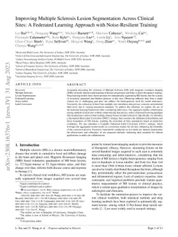 Improving Multiple Sclerosis Lesion Segmentation Across Clinical Sites:
  A Federated Learning Approach with Noise-Resilient Training