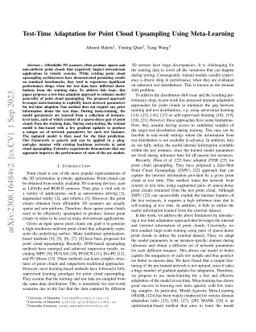 Test-Time Adaptation for Point Cloud Upsampling Using Meta-Learning