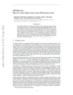 MVDream: Multi-view Diffusion for 3D Generation