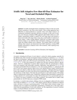 SA6D: Self-Adaptive Few-Shot 6D Pose Estimator for Novel and Occluded
  Objects