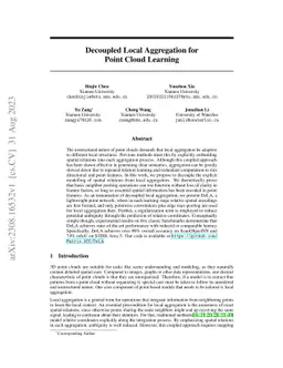 Decoupled Local Aggregation for Point Cloud Learning