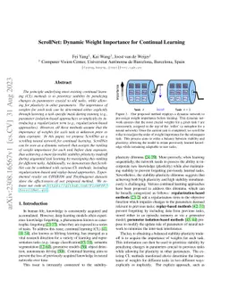 ScrollNet: Dynamic Weight Importance for Continual Learning