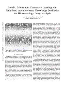 MoMA: Momentum Contrastive Learning with Multi-head Attention-based
  Knowledge Distillation for Histopathology Image Analysis
