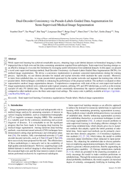 Dual-Decoder Consistency via Pseudo-Labels Guided Data Augmentation for
  Semi-Supervised Medical Image Segmentation