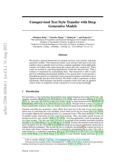 Unsupervised Text Style Transfer with Deep Generative Models