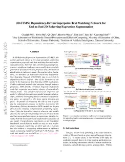 3D-STMN: Dependency-Driven Superpoint-Text Matching Network for
  End-to-End 3D Referring Expression Segmentation