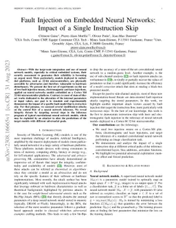 Fault Injection on Embedded Neural Networks: Impact of a Single
  Instruction Skip