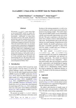 DictaBERT: A State-of-the-Art BERT Suite for Modern Hebrew