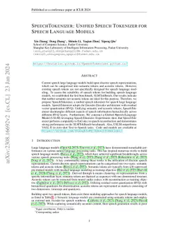 SpeechTokenizer: Unified Speech Tokenizer for Speech Large Language
  Models