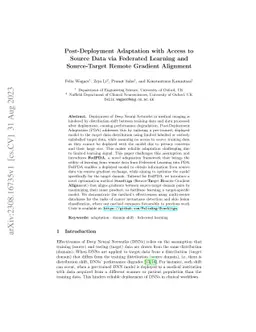 Post-Deployment Adaptation with Access to Source Data via Federated
  Learning and Source-Target Remote Gradient Alignment