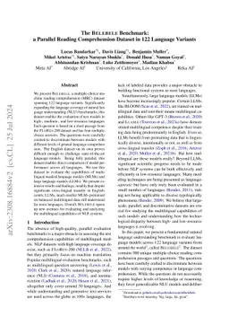 The Belebele Benchmark: a Parallel Reading Comprehension Dataset in 122
  Language Variants