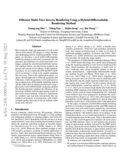 Efficient Multi-View Inverse Rendering Using a Hybrid Differentiable
  Rendering Method
