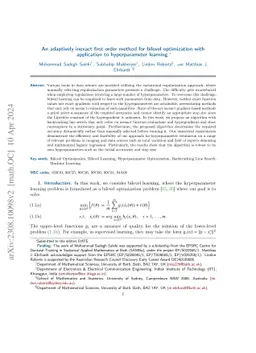 An adaptively inexact first-order method for bilevel optimization with application to hyperparameter learning
