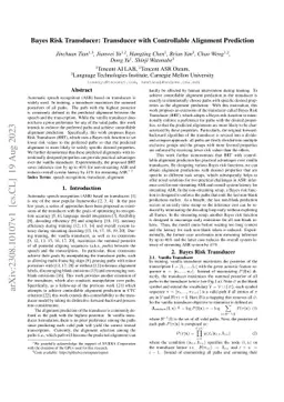 Bayes Risk Transducer: Transducer with Controllable Alignment Prediction