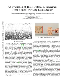An Evaluation of Three Distance Measurement Technologies for Flying
  Light Specks
