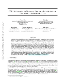 PDL: Regularizing Multiple Instance Learning with Progressive Dropout
  Layers