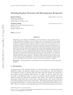 Modeling Random Networks with Heterogeneous Reciprocity