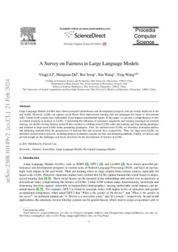 A Survey on Fairness in Large Language Models