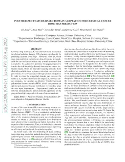 Polymerized Feature-based Domain Adaptation for Cervical Cancer Dose Map
  Prediction