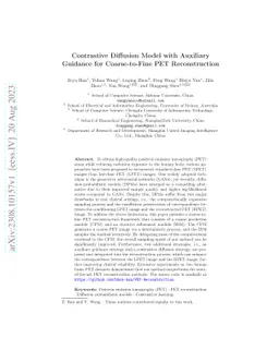 Contrastive Diffusion Model with Auxiliary Guidance for Coarse-to-Fine
  PET Reconstruction