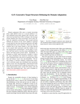 GeT: Generative Target Structure Debiasing for Domain Adaptation