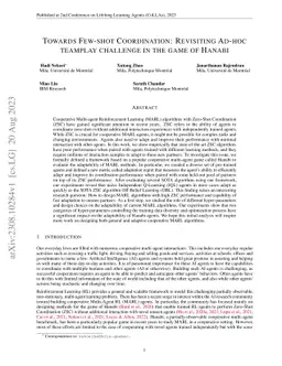 Towards Few-shot Coordination: Revisiting Ad-hoc Teamplay Challenge In
  the Game of Hanabi