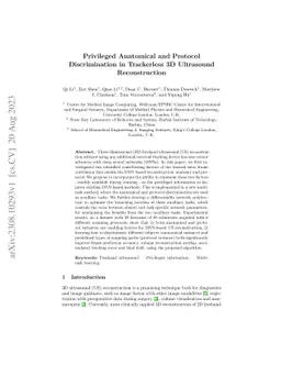 Privileged Anatomical and Protocol Discrimination in Trackerless 3D
  Ultrasound Reconstruction