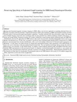 Preserving Specificity in Federated Graph Learning for fMRI-based
  Neurological Disorder Identification