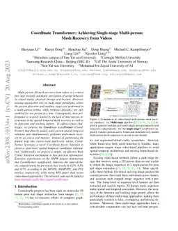 Coordinate Transformer: Achieving Single-stage Multi-person Mesh
  Recovery from Videos
