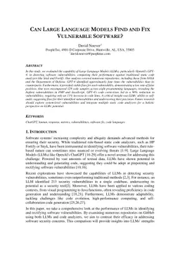 Can Large Language Models Find And Fix Vulnerable Software?