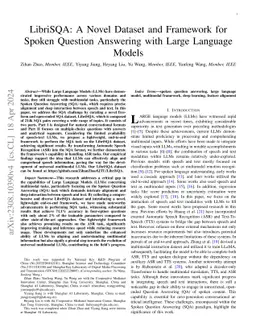 LibriSQA: A Novel Dataset and Framework for Spoken Question Answering
  with Large Language Models