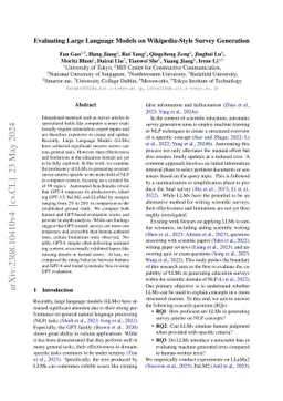 Large Language Models on Wikipedia-Style Survey Generation: an
  Evaluation in NLP Concepts