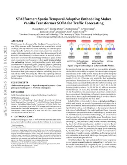 STAEformer: Spatio-Temporal Adaptive Embedding Makes Vanilla Transformer
  SOTA for Traffic Forecasting