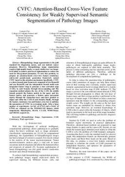 CVFC: Attention-Based Cross-View Feature Consistency for Weakly
  Supervised Semantic Segmentation of Pathology Images